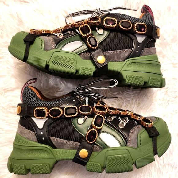 Gucci Flashtrek Hiking Sneakers Graphite Dark Gray Size 37 - Picture 6 of 16